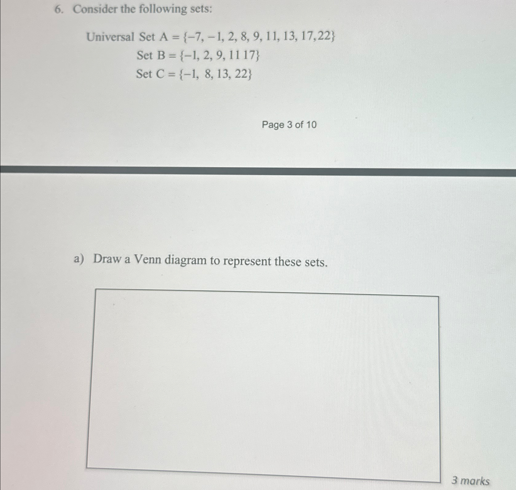 Solved Consider The Following Sets:Universal Set | Chegg.com