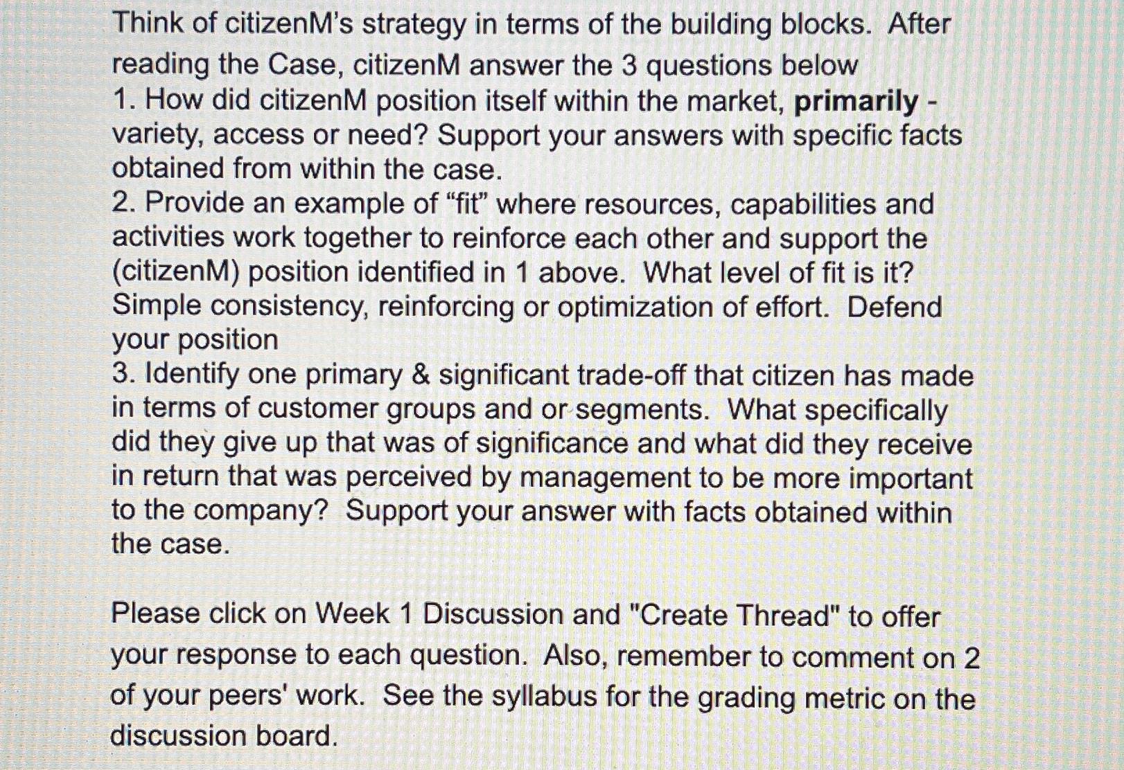 Solved Think of citizenM's strategy in terms of the building | Chegg.com