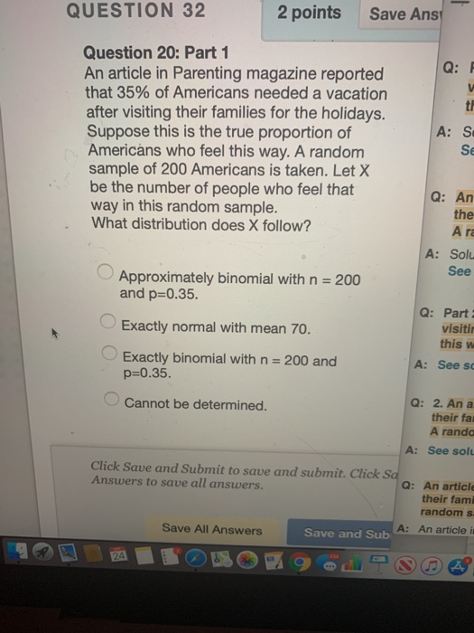 Solved QUESTION 32 2 points Save Ans Question 20: Part 1 An | Chegg.com