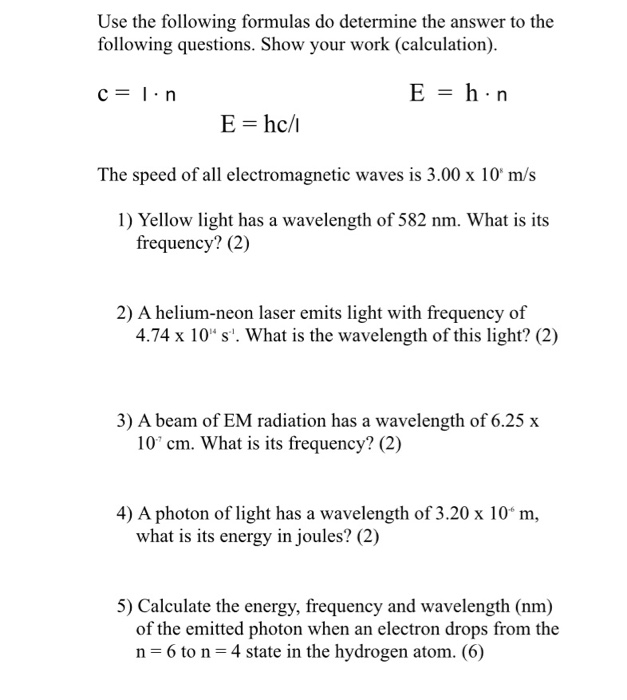 Solved Use The Following Formulas Do Determine The Answer Chegg Com