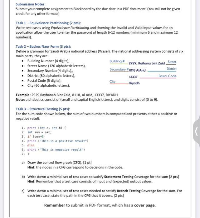 Solved Submit your complete assignment to Blackboard by the | Chegg.com