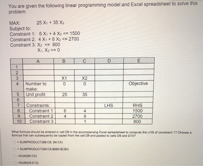 Solved You Are Given The Following Linear Programming Model | Chegg.com