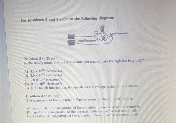 Solved For problems 3 and 4 refer to the following diagram: | Chegg.com