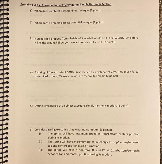 Solved -lab to Lab 7: Conservation of Energy during Simple | Chegg.com