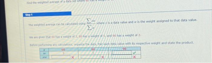 Solved The weighted average can be calculated using ∑xw | Chegg.com