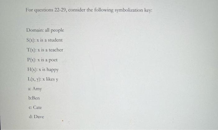 For questions 22-29, consider the following | Chegg.com