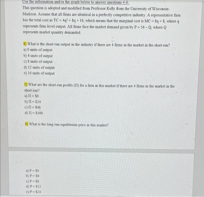 Solved Use the information and/or the graph below to answer | Chegg.com