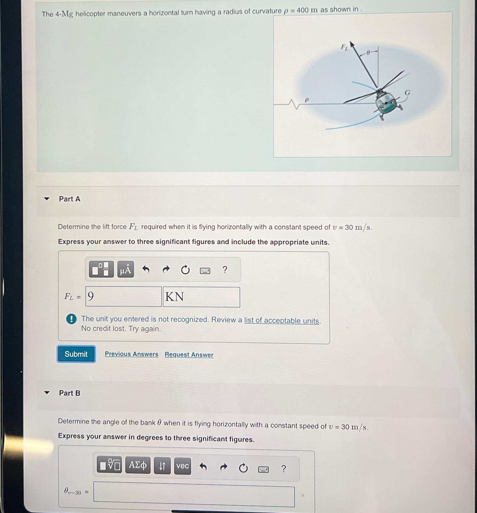 Solved The 4-Mg Helicopter Maneuvers A Horizontal Turn | Chegg.com