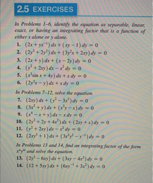 Solved In Problems 1-6, identify the equation as separable, | Chegg.com