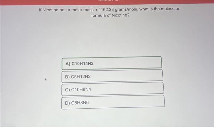 molar mass of nicotine
