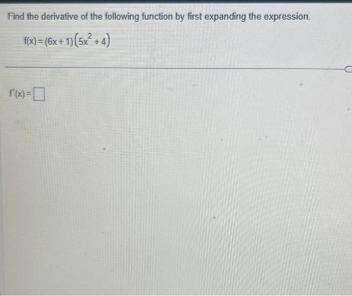 Solved Find the derivative of the following function by | Chegg.com