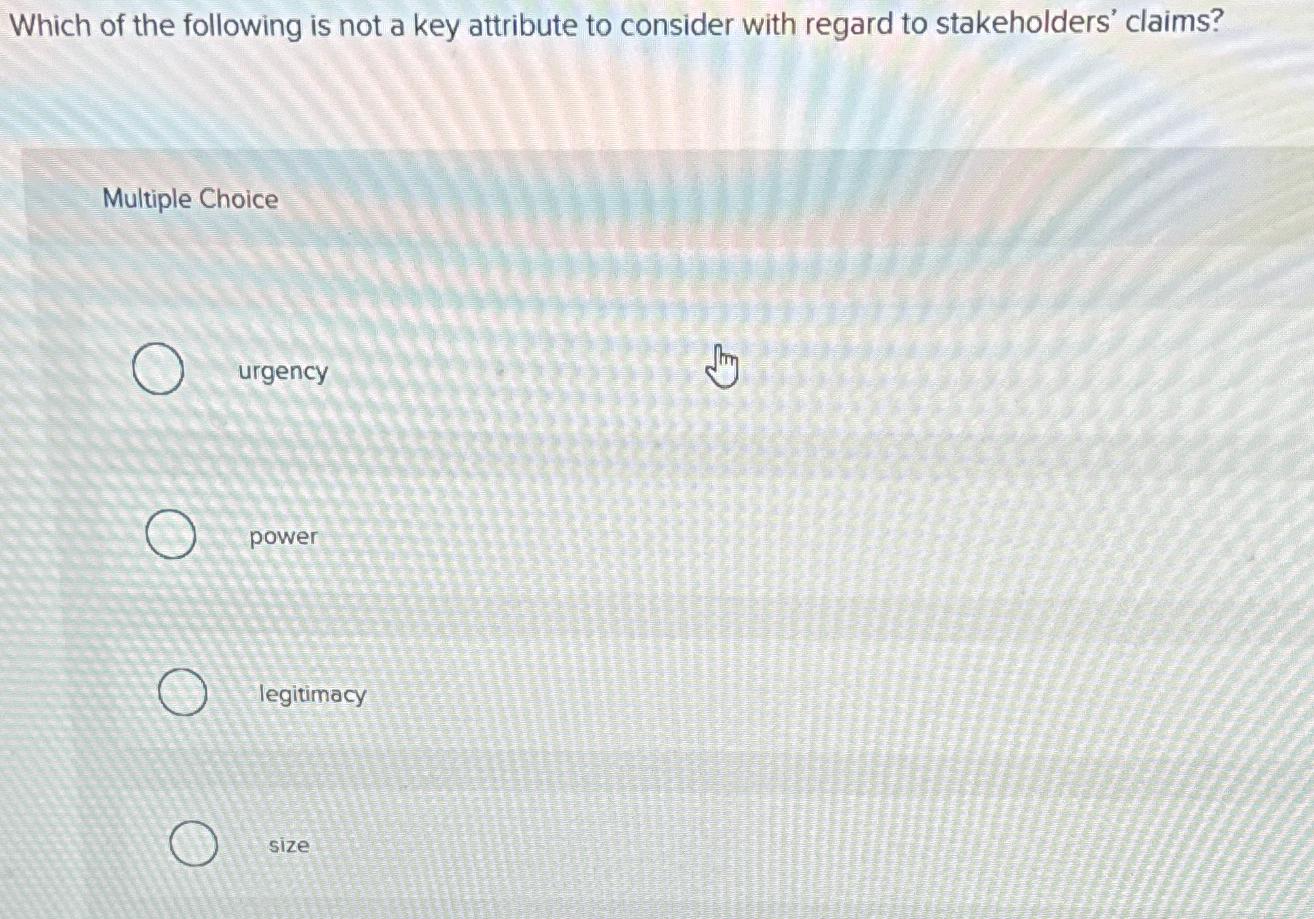 Solved Which of the following is not a key attribute to | Chegg.com