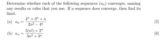 Solved Determine Whether Each Of The Following Sequences | Chegg.com