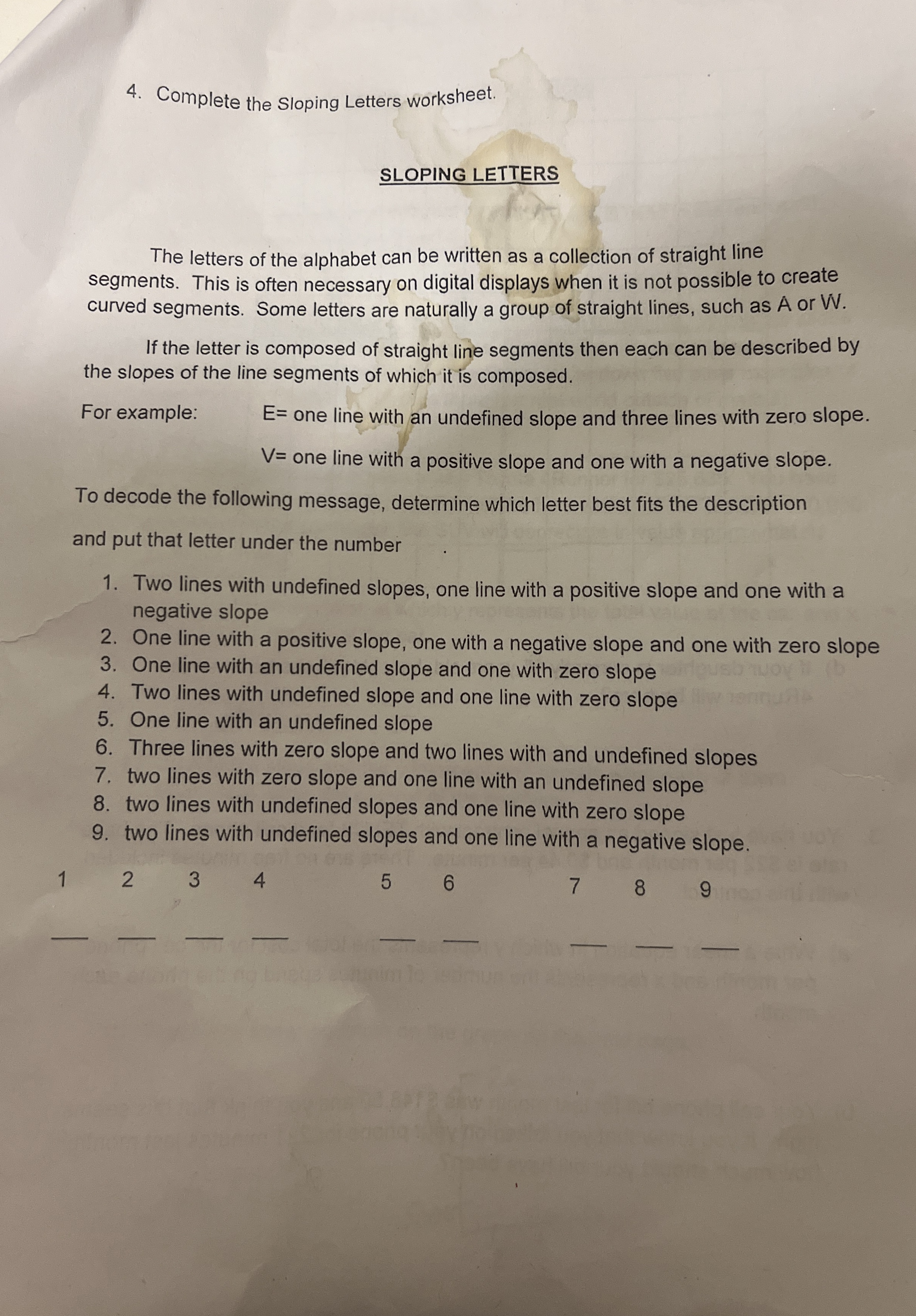 Solved Complete the Sloping Letters worksheet.SLOPING | Chegg.com