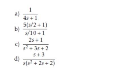 Solved Consider the following transfer functions:a)Provide | Chegg.com