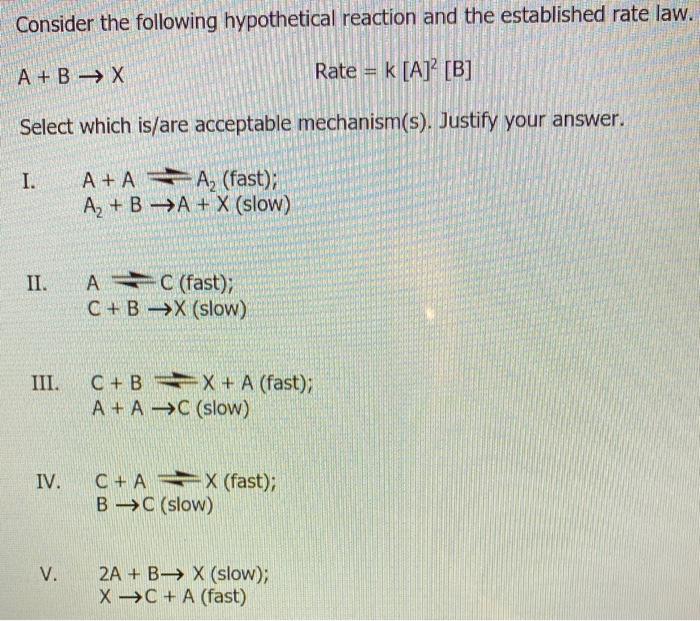 Solved Consider the following hypothetical reaction and the | Chegg.com