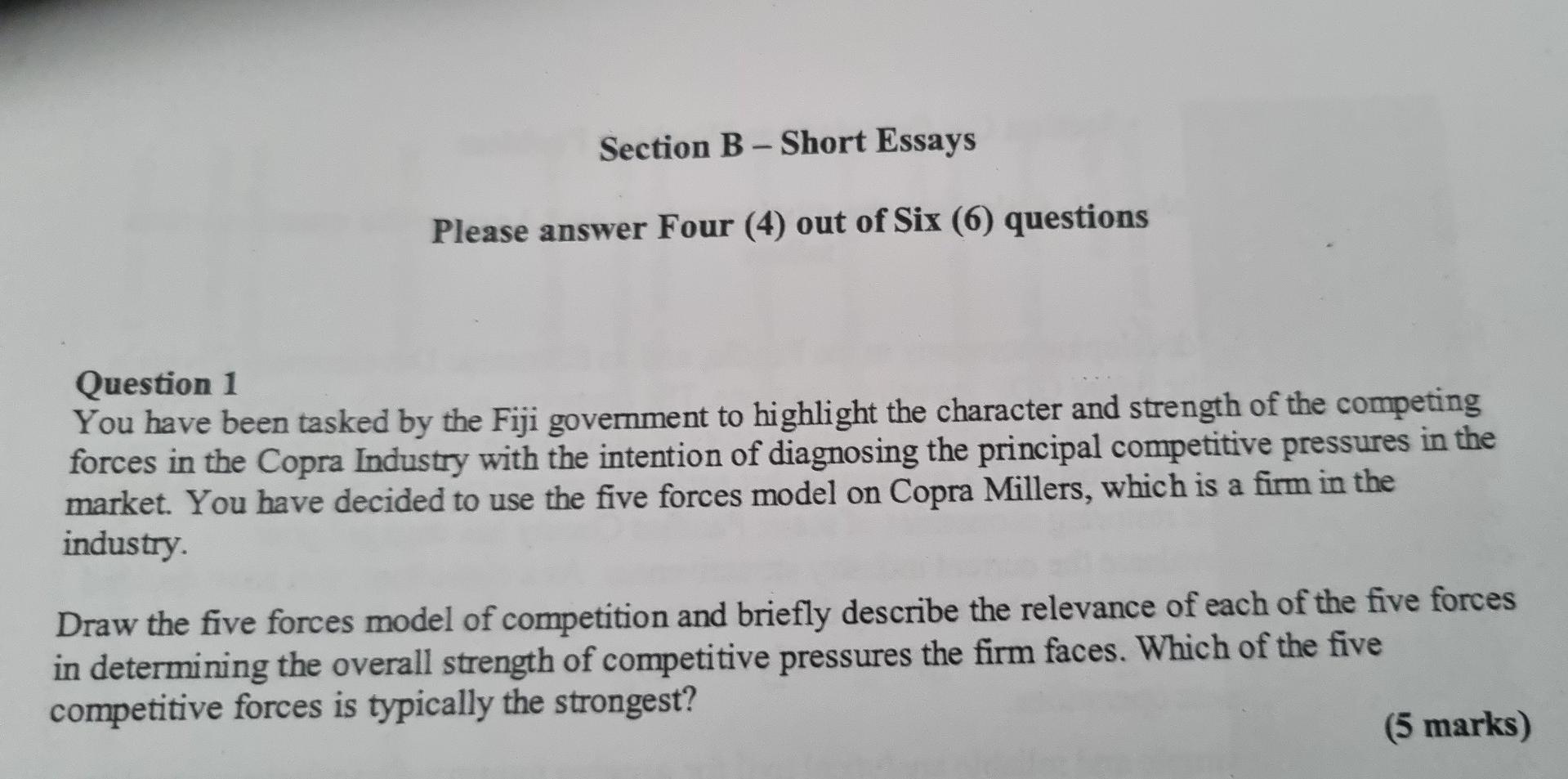 Solved Section B - Short Essays Please Answer Four (4) Out | Chegg.com