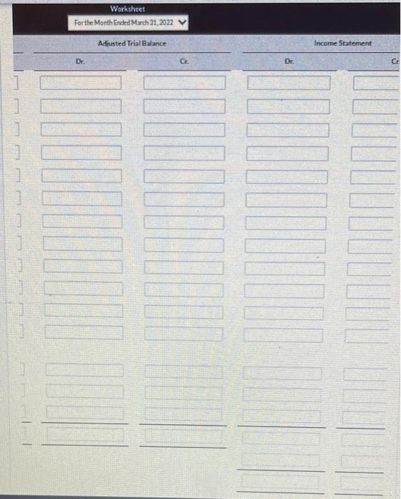 Solved Oriole Roofing Worksheet For the Month Ended March | Chegg.com