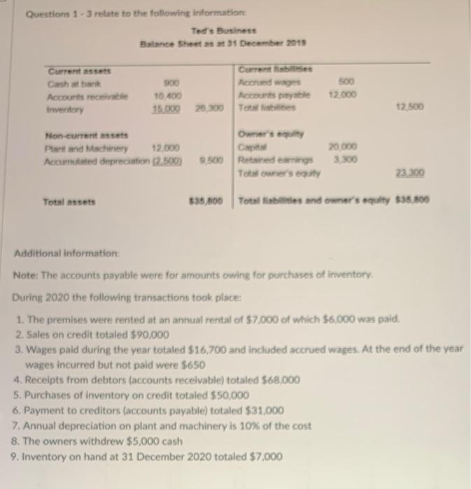 Solved a) prepare a balance sheet as at 31 december 2020. b) | Chegg.com