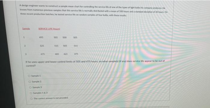 Solved A Design Engineer Wants To Construct A Sample Mean Chegg Com
