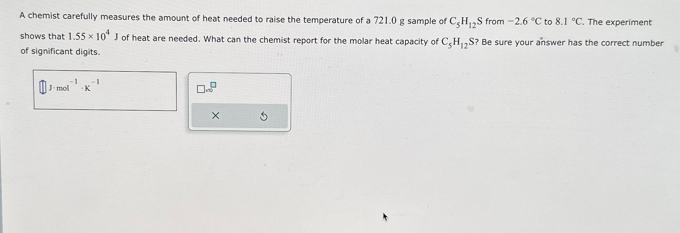 Solved A Chemist Carefully Measures The Amount Of Heat | Chegg.com