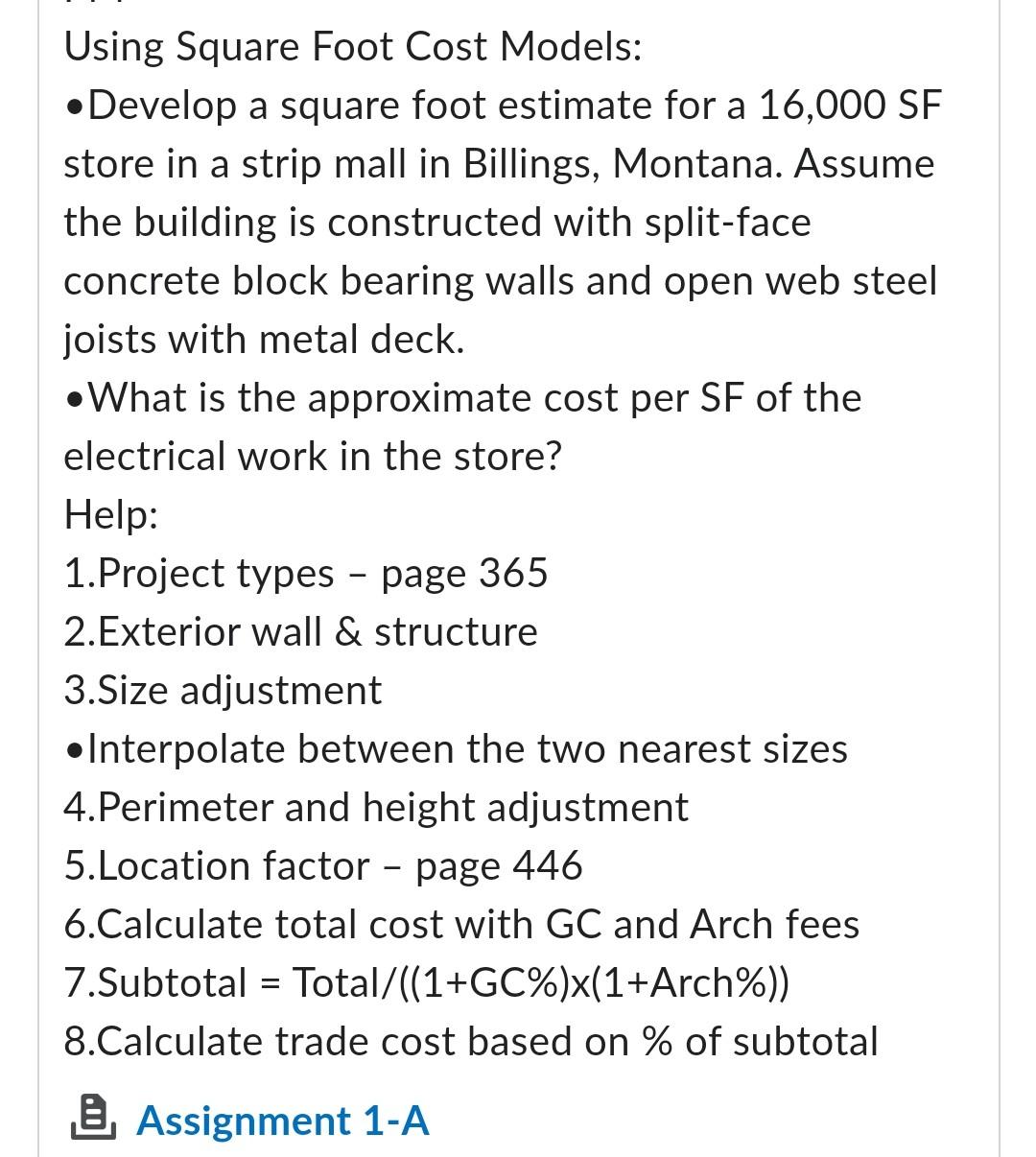 Solved Using Square Foot Cost Models Develop A Square Chegg Solved Using Square Foot Cost Models Develop A Square Chegg