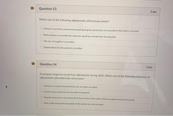 Solved Question 53 2 pts Which one of the following | Chegg.com