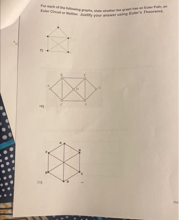 Solved 12) For the graph bolow, show an Euler Circuit by | Chegg.com