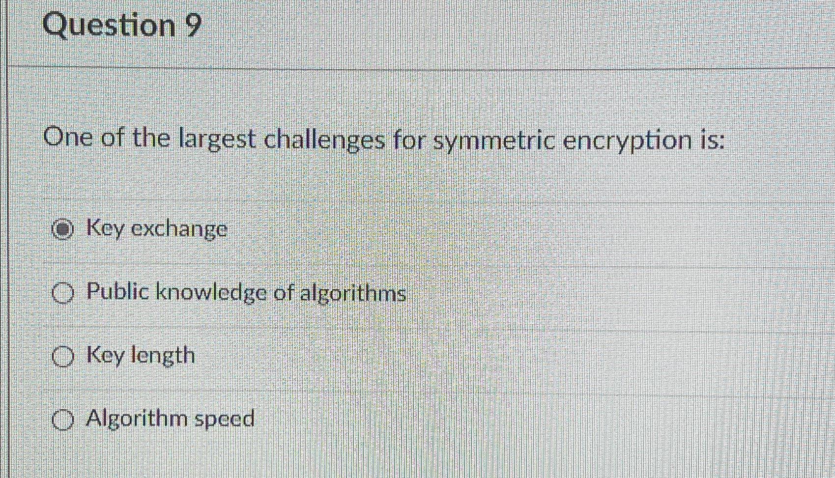 Solved Question 9One of the largest challenges for symmetric | Chegg.com