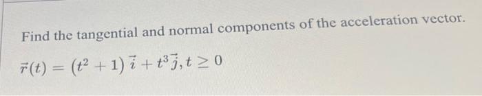 Solved Find the tangential and normal components of the | Chegg.com