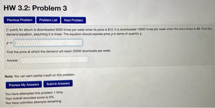 Solved HW 3.2: Problem 2 Previous Problem Problem List Next | Chegg.com