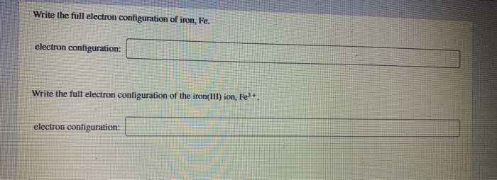electron configuration for iron