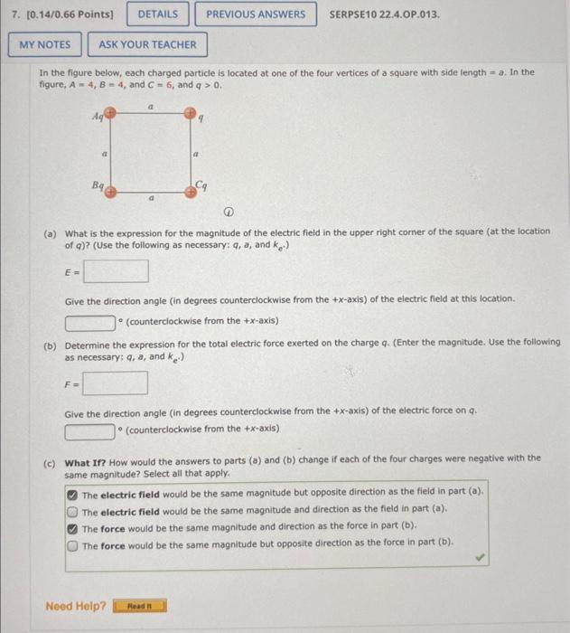 Solved In the figure below, each charged particle is located | Chegg.com