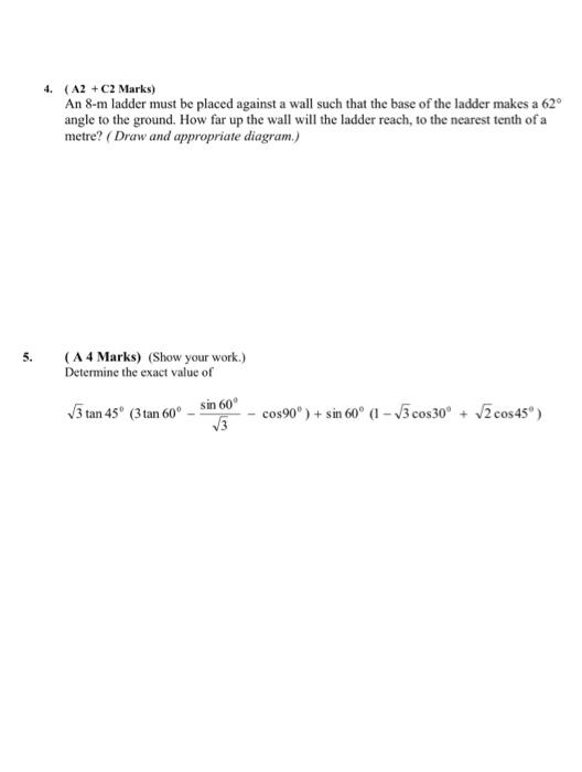 Solved Yorkdale Adult Learning Centre MCR 3UV - Mathematics, | Chegg.com