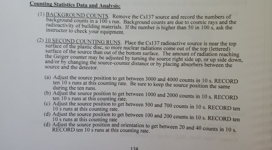 Solved Experiments 11 and 12: Nuclear Counting Statistics | Chegg.com