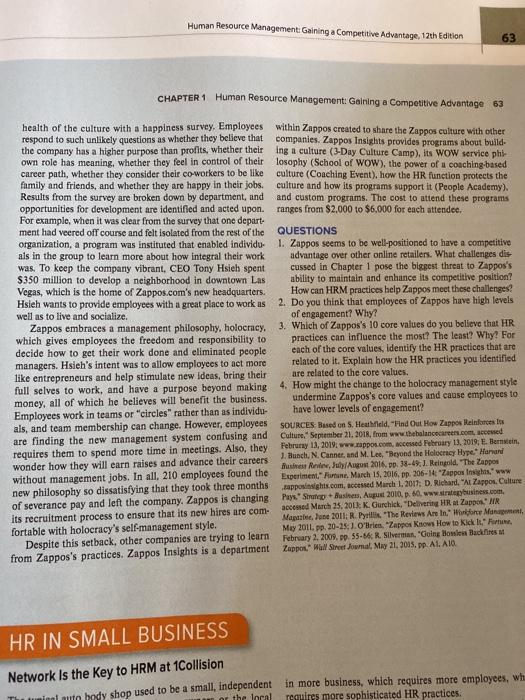Solved 62 Human Resource Management 62 CHAPTER 1 Human | Chegg.com