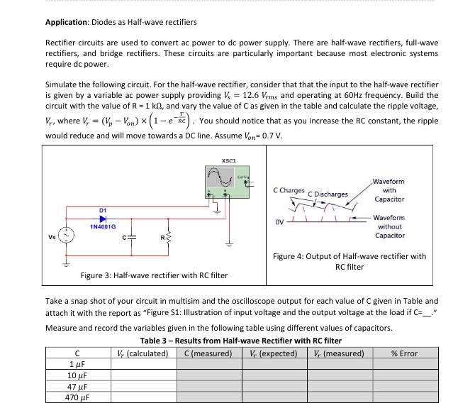Half Wave Rectifier Circuit Without Filter