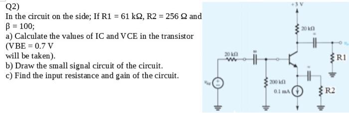 Solved Q2) In the circuit on the side; If R1 = 61 k2, R2 = | Chegg.com