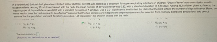 Solved In A Randomized Double-blind, Placebo-controlled | Chegg.com