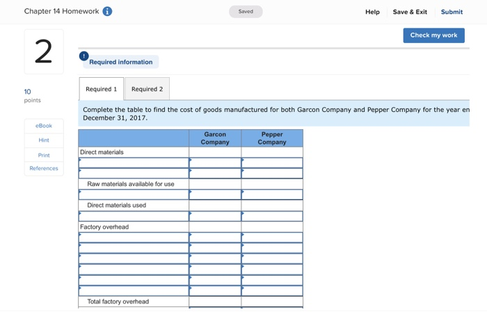 Solved Chapter 14 Homework A Saved Help Save & Exit Submit | Chegg.com