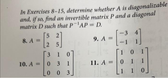 Solved In Exercises 8-15, determine whether A is | Chegg.com