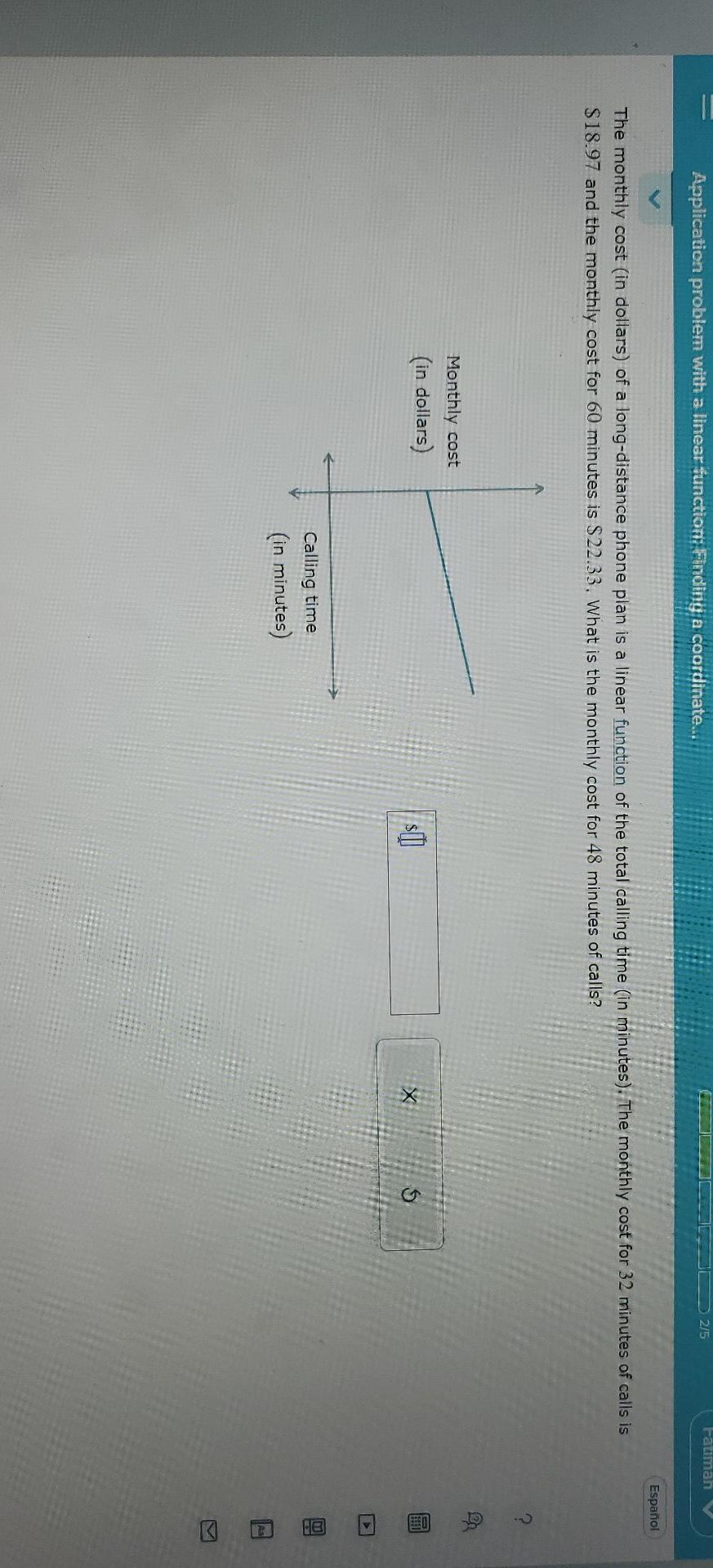 Solved The monthly cost (in dollars) of a long-distance | Chegg.com