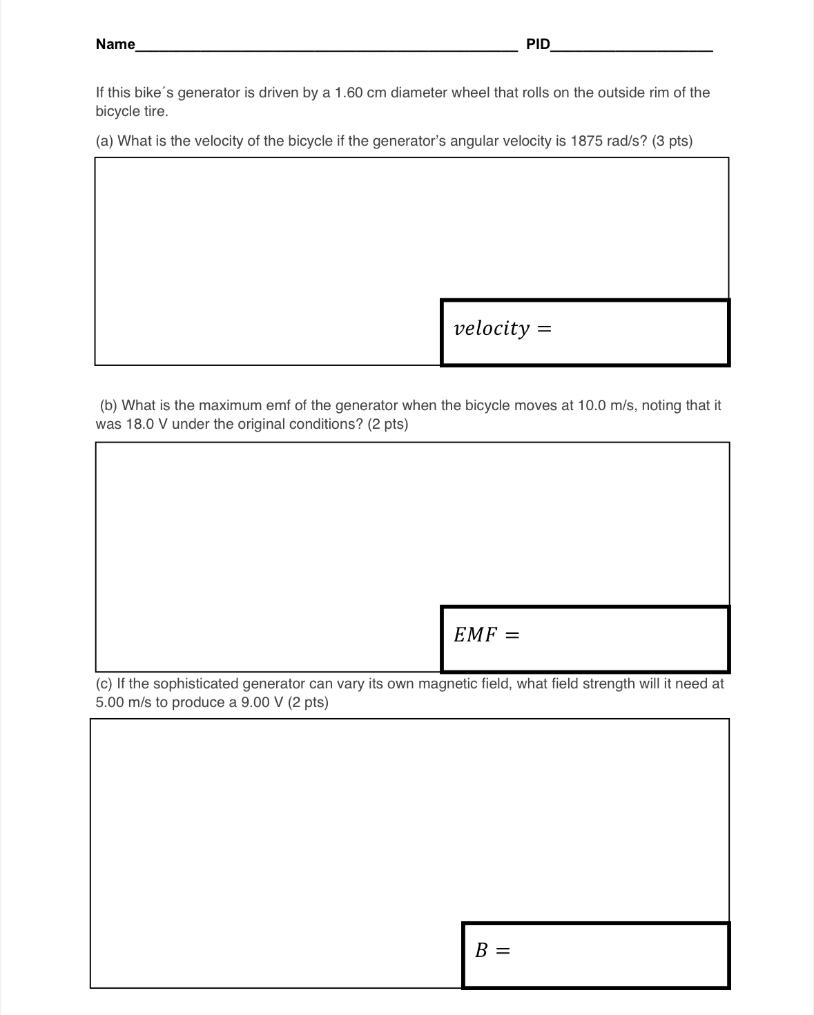 Solved NamePI[If this bike's generator is driven by a 1.60
