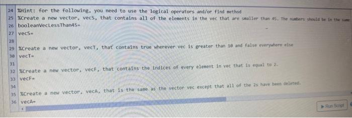 Solved Write a script file to solve this problem Vector | Chegg.com