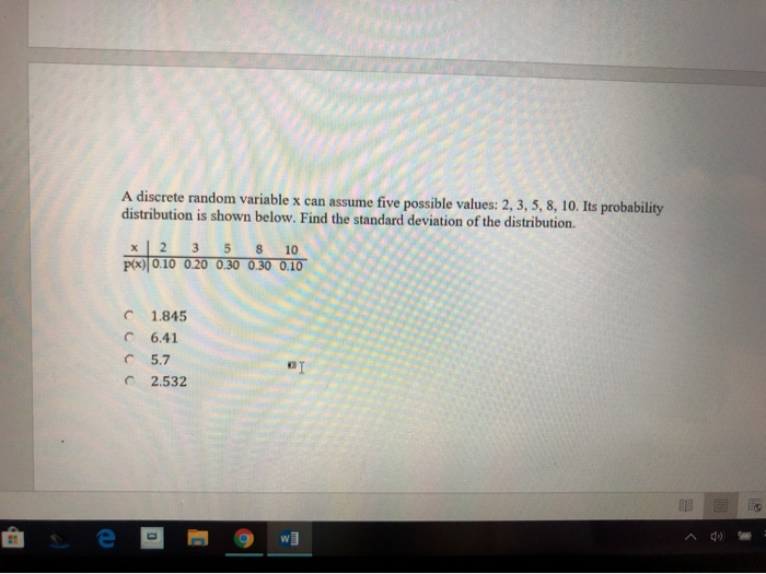 Solved A Discrete Random Variable X Can Assume Five Possi Chegg Com