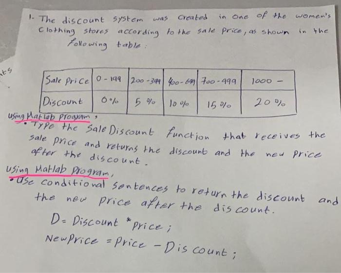 Solved 1. The discount system was Created in one of the | Chegg.com