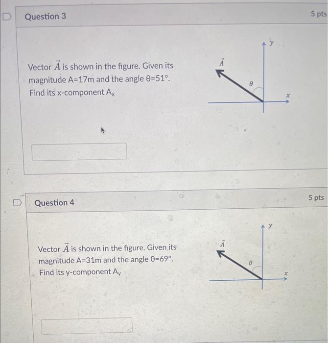 Solved Vector A is shown in the figure. Given its magnitude | Chegg.com
