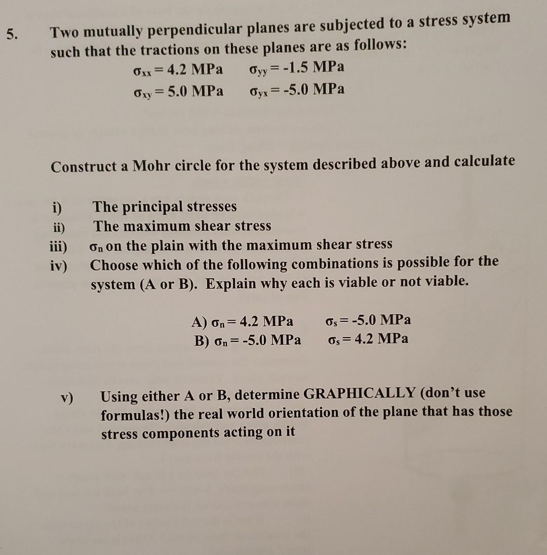 Solved Two mutually perpendicular planes are subjected to a | Chegg.com