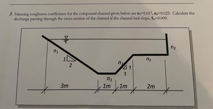 Solved 3. Manning Roughness Coefficients For The Compound | Chegg.com