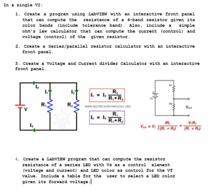 Solved In a single VI 1. Create a program using LabVIEW